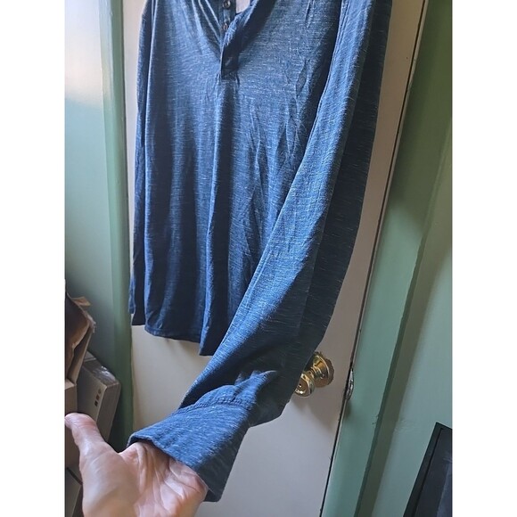Lee Premium Select Men's XL Long Sleeve Shirt Blue 1/4 Button Up T Shirt Long - Picture 6 of 12